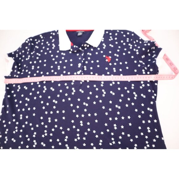 U.S. Polo Assn. women's Navy Blue Star Print‎ Polo Shirt Size XXL Cotton Blend - Picture 7 of 10